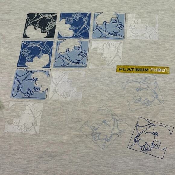 Vintage Rare FUBU Platinum Fat Albert Y2k Gray Long Sleeve Shirt XL Hip Hop - Picture 2 of 10
